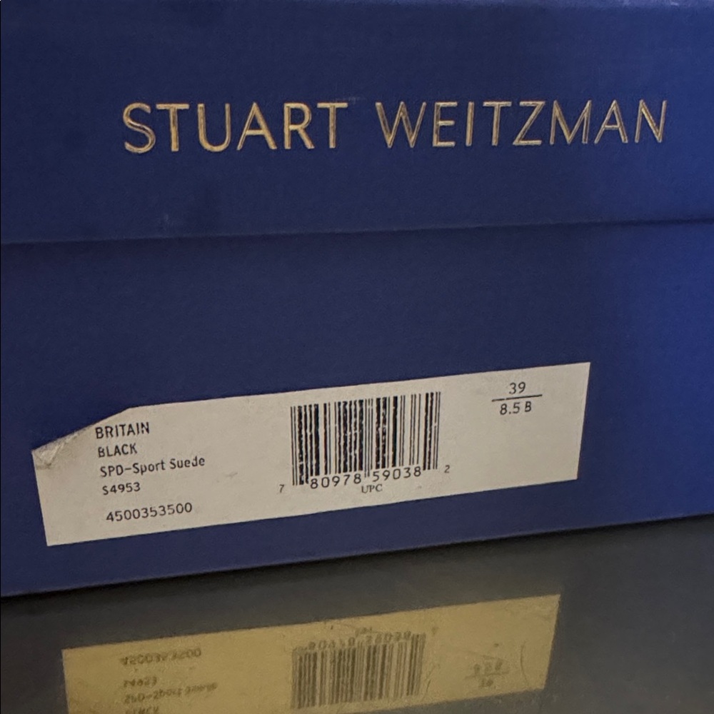 Stuart Weitzman Britain Suede Boots Black and Gold - Picture 10 of 11